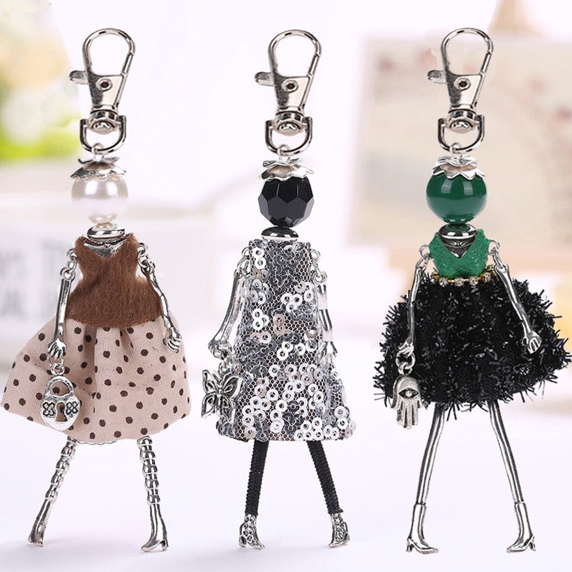 YLWHJJ brand Doll Handmade Cute charm keychain for Women Car Pendant Girls fashion Jewelry Bag key chains Accessories key ring - Charlie Dolly