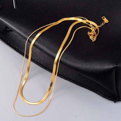 18k Gold Filled Necklace for Women or Men Double Layer Snake Bone Chain for Wedding Gift Gold Filled Chain Fine Jewelry Collares