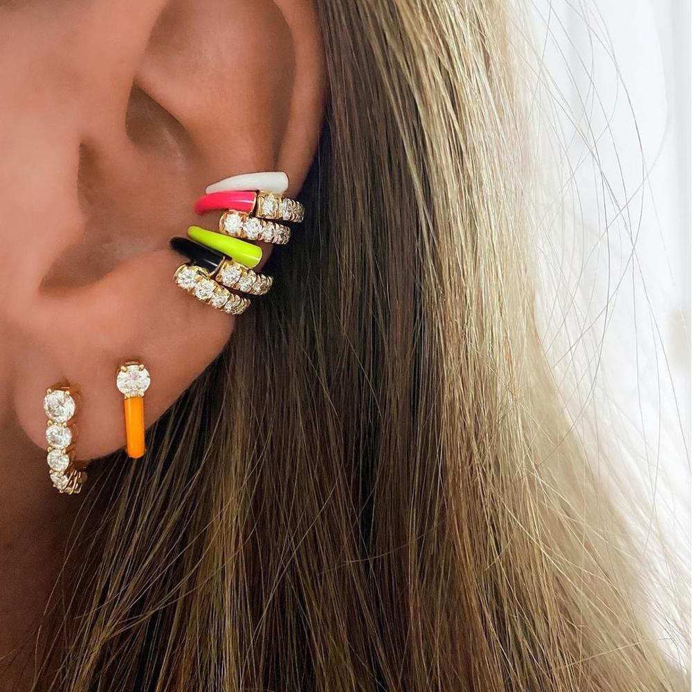 2020 summer hot selling no piercing Neon enamel ear cuff clip on earring Colorful fashion women jewelry - Charlie Dolly