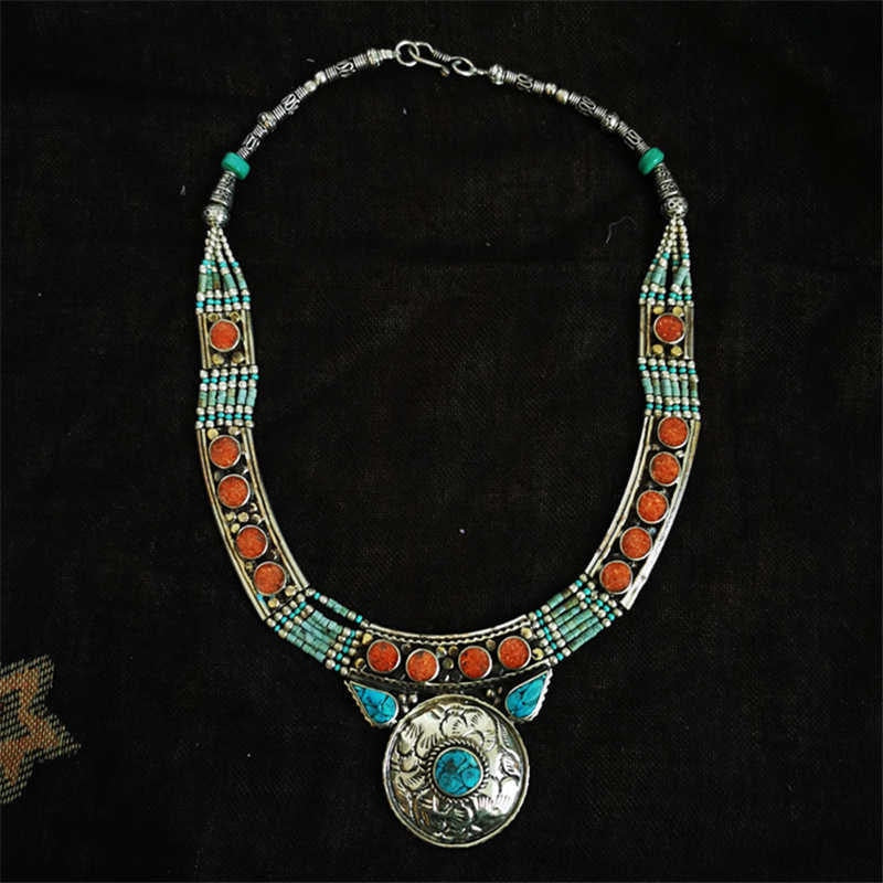 Tibetan jewerly Handmade Inlay Colorful Choker Necklace Ethnic BOHO Fashion TNL181