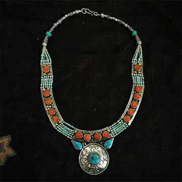 Tibetan jewerly Handmade Inlay Colorful Choker Necklace Ethnic BOHO Fashion TNL181 - Charlie Dolly