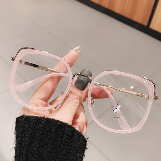 SO&EI Fashion Oversized Square Women Glasses Frame Vintage Clear Anti-Blu-Ray Eyewear Men Optical Pink Frame Computer Goggle - Charlie Dolly