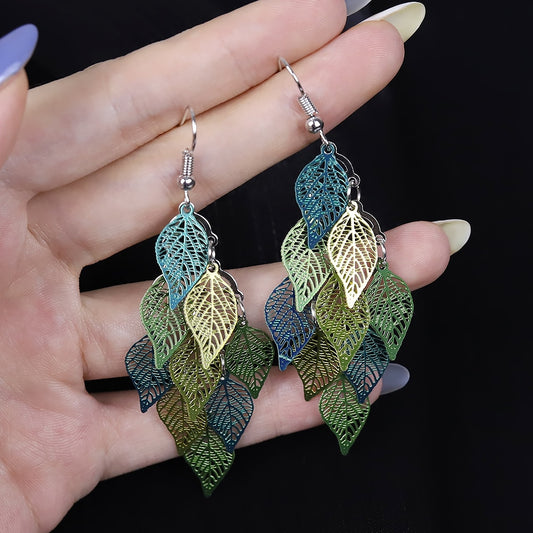 Ethnic Style Drop Earrings Small Nine Leaf Accessories Leaves Earring Bohemian Jewelry Dangle Earrings Exaggerated Women Gift - Charlie Dolly