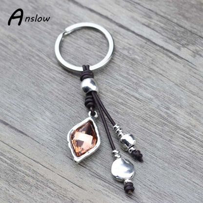 Anslow Fashion Jewelry  Wrap Crystal Custom Keychain For Female Women Key Chains Ring Girl Friendship Gift LOW0018KY
