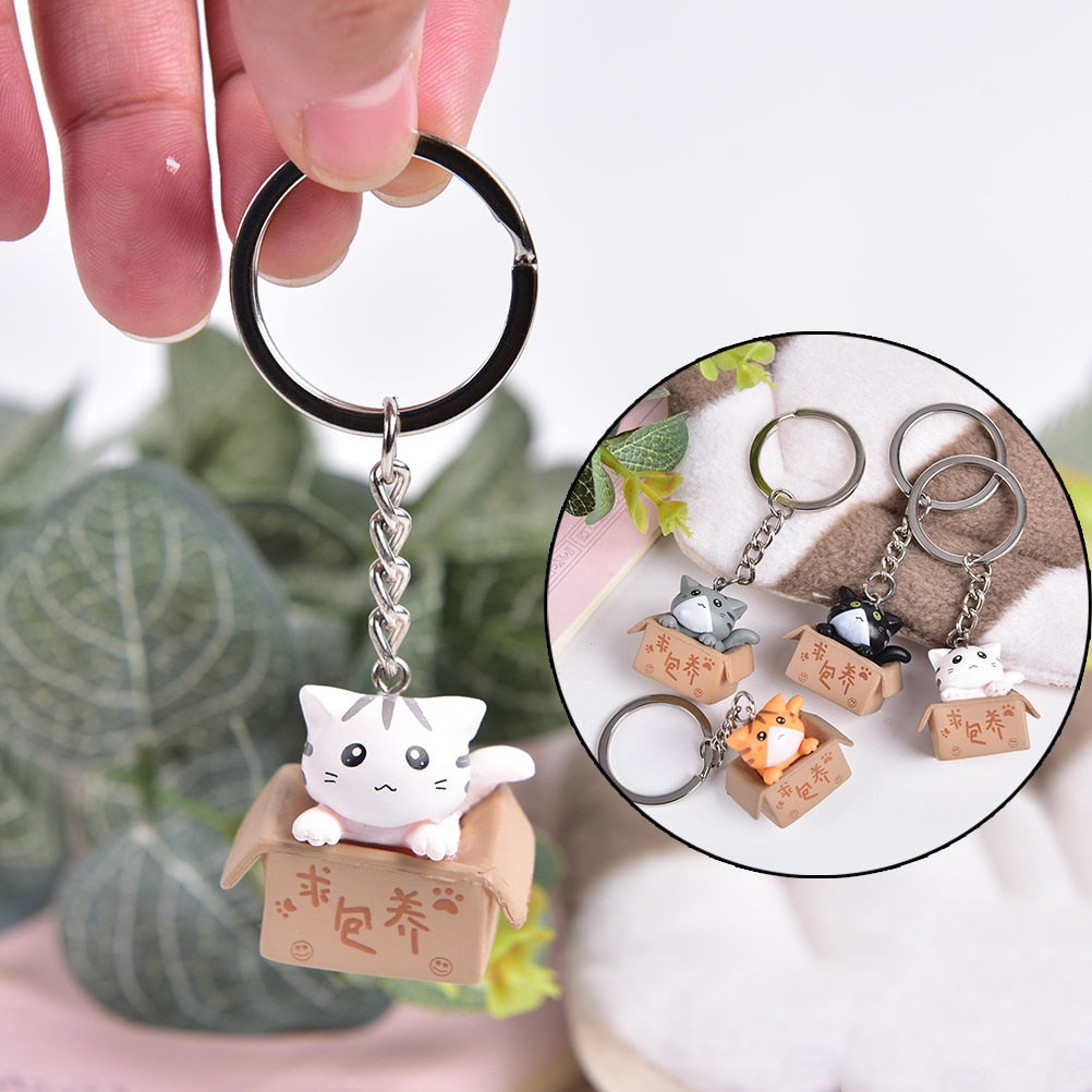 1pcs Creative Personality Cute Little Cat Box Keychain For Women Men Keychain Bag Pendants - Charlie Dolly