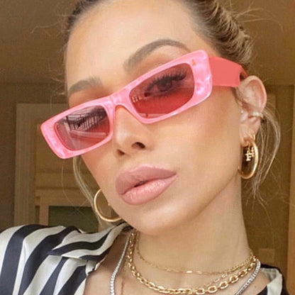 Vintage Small Pink Shades For Women Square Sunglasses 2021 Luxury Designer Rectangle Sun Glasses Female Nude Eyewear UV400