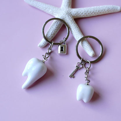 Cute Keychains Ceramic Teeth Key Chain Character Of Small Pure  Eternal Love Couples Bag Accessories #YXA03
