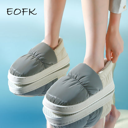 EOFK Women Slipper Winter Thick Bottom House Warm Short Plush Couple Fashion Casual House Daily Woman Shoes Footwear