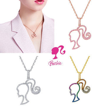 Barbie Necklace Fashion Women Jewelry 925 Sterling Silver Hollow Necklace Anime Y2K Girls Niche Light Luxury Clavicle Chain Gift - Charlie Dolly