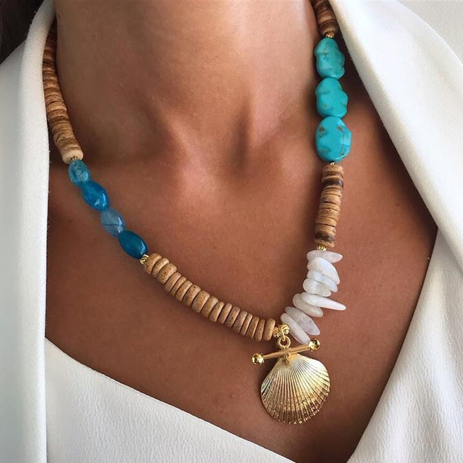 boho Ocean kolye Sonsuzluk Mineli Göz Kolye Sea Shell Conch pendants charms Necklace Sexy collier de perles Gift Accessories - Charlie Dolly