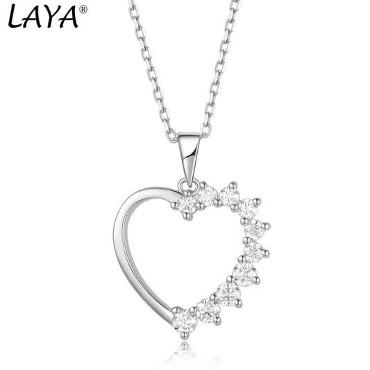 LAYA 100% 925 Sterling Silver  Moissanite Necklace Heart Pendant Diamond Necklace For Women  Prong Setting VVS Moissanite Heart - Charlie Dolly