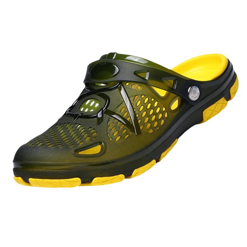 Summer Men Hollow Casual Breathable Slippers Outdoor Sports Beach Shoes Garden Light Weight EVA Double Color Jelly Flip Sandals - Charlie Dolly