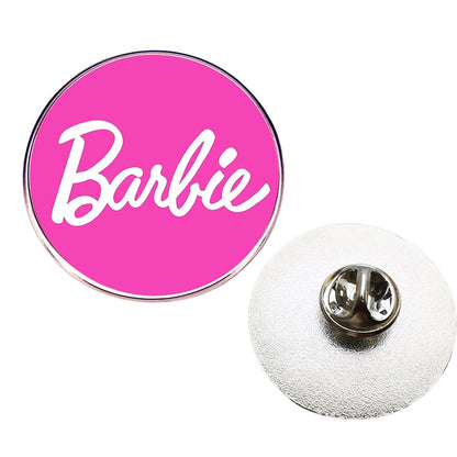 Pink Barbie Brooch Fashion Ladies English Alphabet Y2K Girls Pin Brooch Clothes Metal Alloy Badge Accessories Pendant Decor Gift
