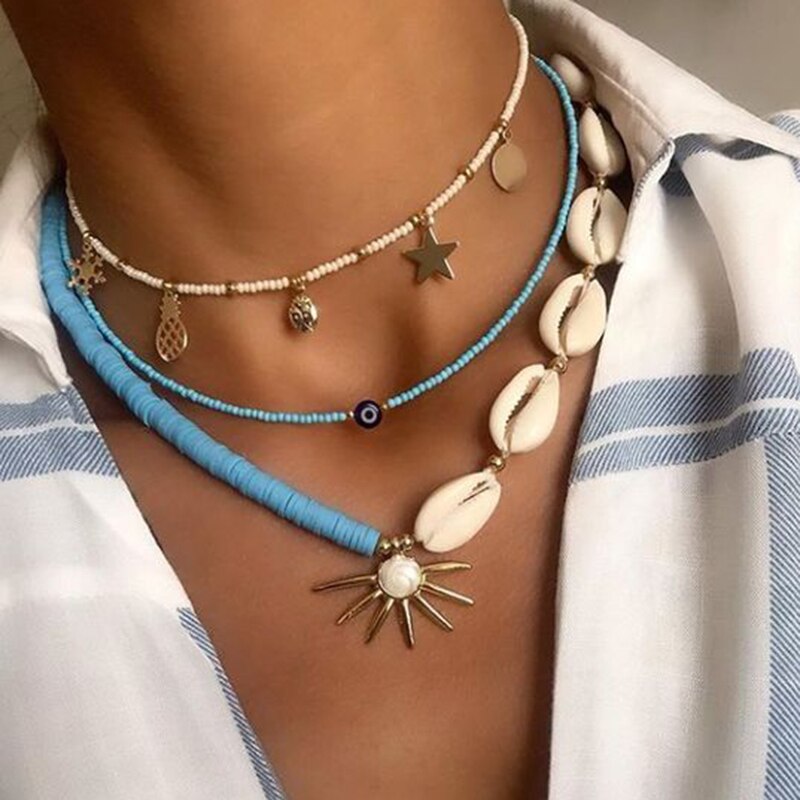 birthday gift Unisex Collar Concha Hip Hop Rock Stylish summer Polymer Clay boho puka shell Choker necklace jewelry women - Charlie Dolly