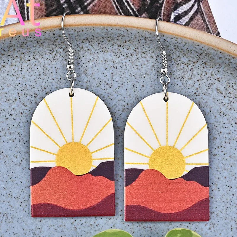 Japan Style Fashion Acrylic Tanjiro Earrings Demon Earrings Anime Cosplay Hanafuda Drop Long Earrings for Women Girls Jewelry - Charlie Dolly