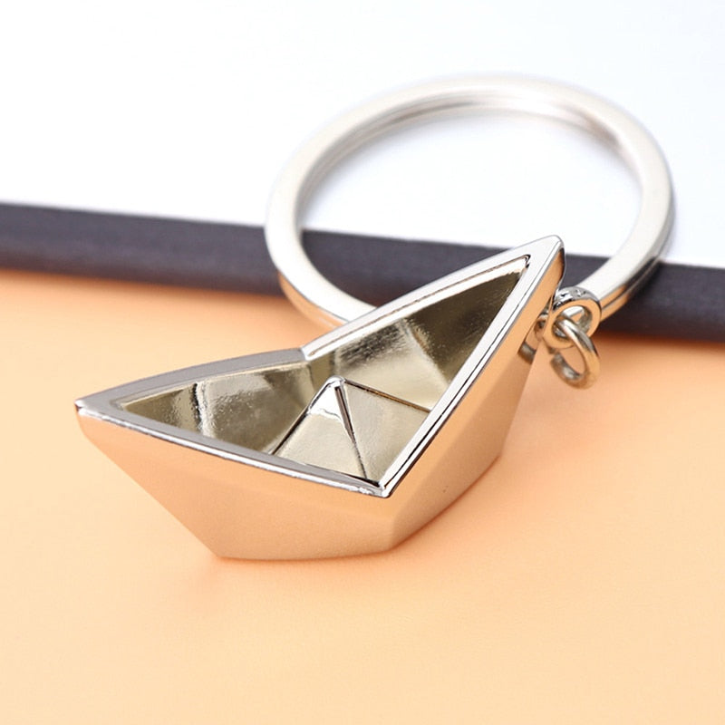 Men's Sailing Paper Boat Lovely Keychain Metal Alloy Boat Key Chains Key Rings Lucky Gift For Sailor Men Women Charms Pendant - Charlie Dolly