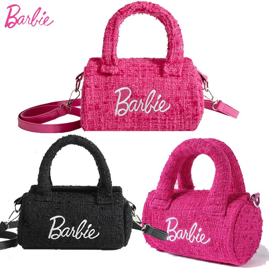 Fashion Pillow Barbie Bags Kawaii Accessories Women Handbag Pink Black Niche Design Fragrance Style Cylindrical for Girls Gift - Charlie Dolly