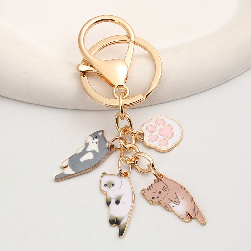 Kawaii Cat Keychain Pet Paw Key Ring Animal Footprint Key Chains Souvenir Gifts For Women Men Cay Keys DIY Handmade Jewelry - Charlie Dolly