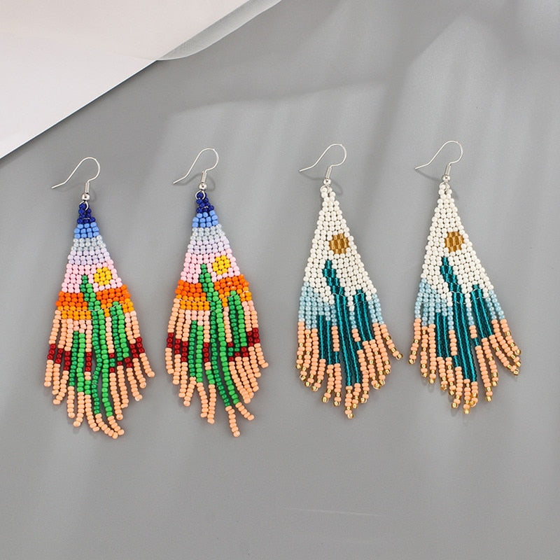 LIMAX Colorful Rice Bead Earrings Niche Ethnic Style Handmade Jewelry Personality Bohemian Tassels Earring - Charlie Dolly