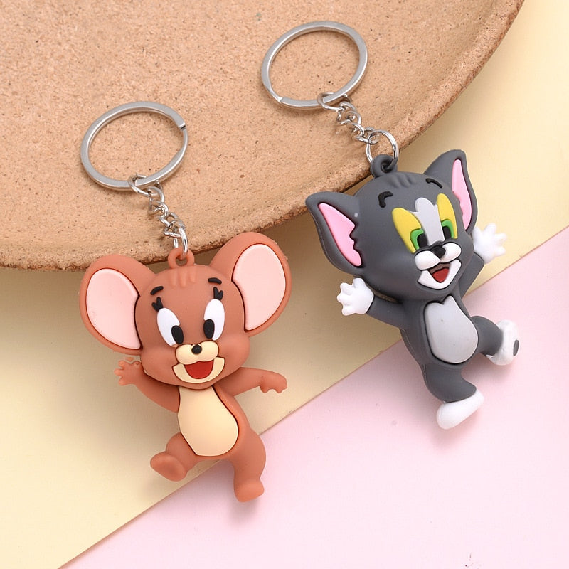 Cute Cat Mouse Keychain Cartoon Key Accessories Animal Resin Doll Bag Pendant Trendy Men Women Jewelry Gifts Wholesale - Charlie Dolly