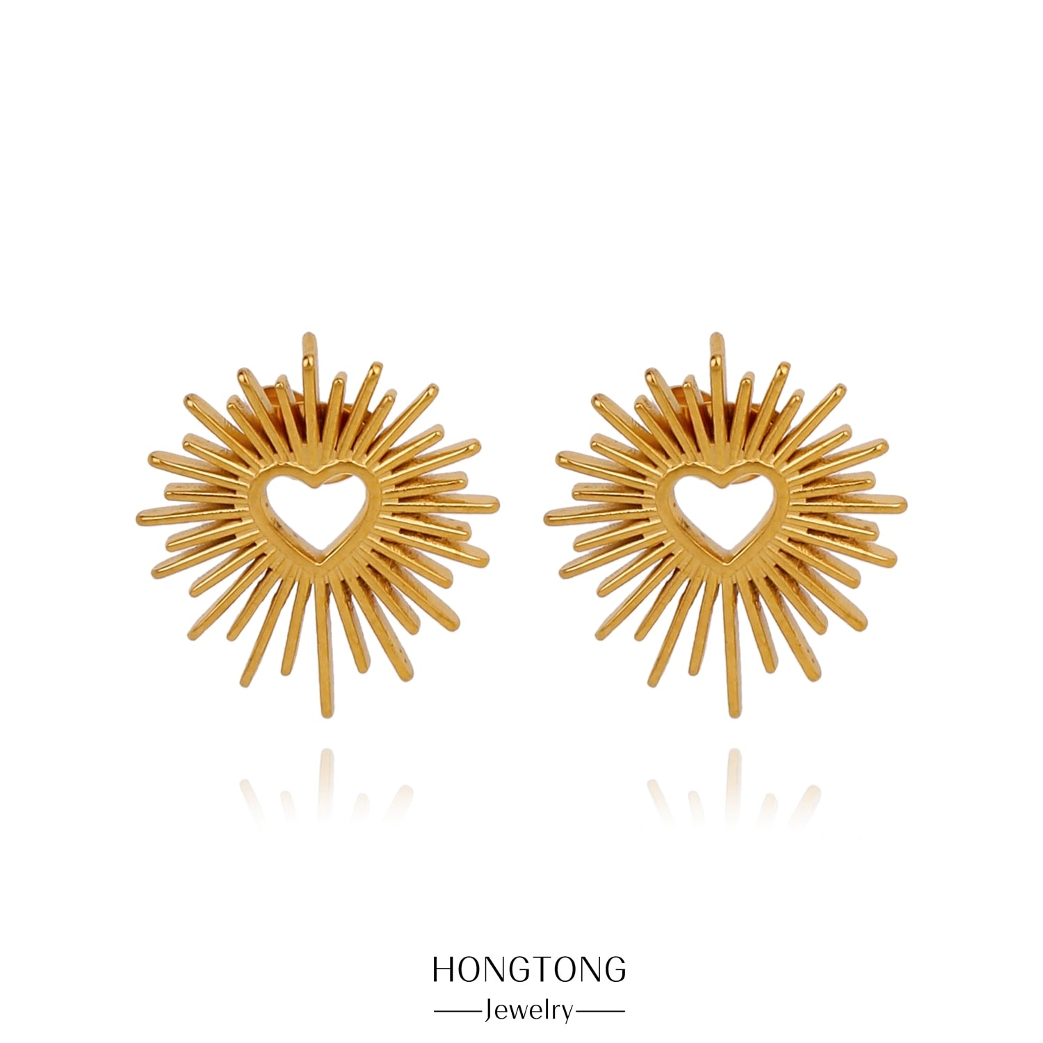 HONGTONG Earrings Irregular Love Shape Stainless Steel Earrings Women's Fashion Cute Metal Texture 18k Earrings Gold Plated - Charlie Dolly