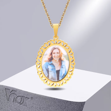 Vnox Free Custom Photo Picture Necklaces for Women, Personalize Words Stainless Steel Pendant,Mothers or Lover Gifts Jewelry - Charlie Dolly