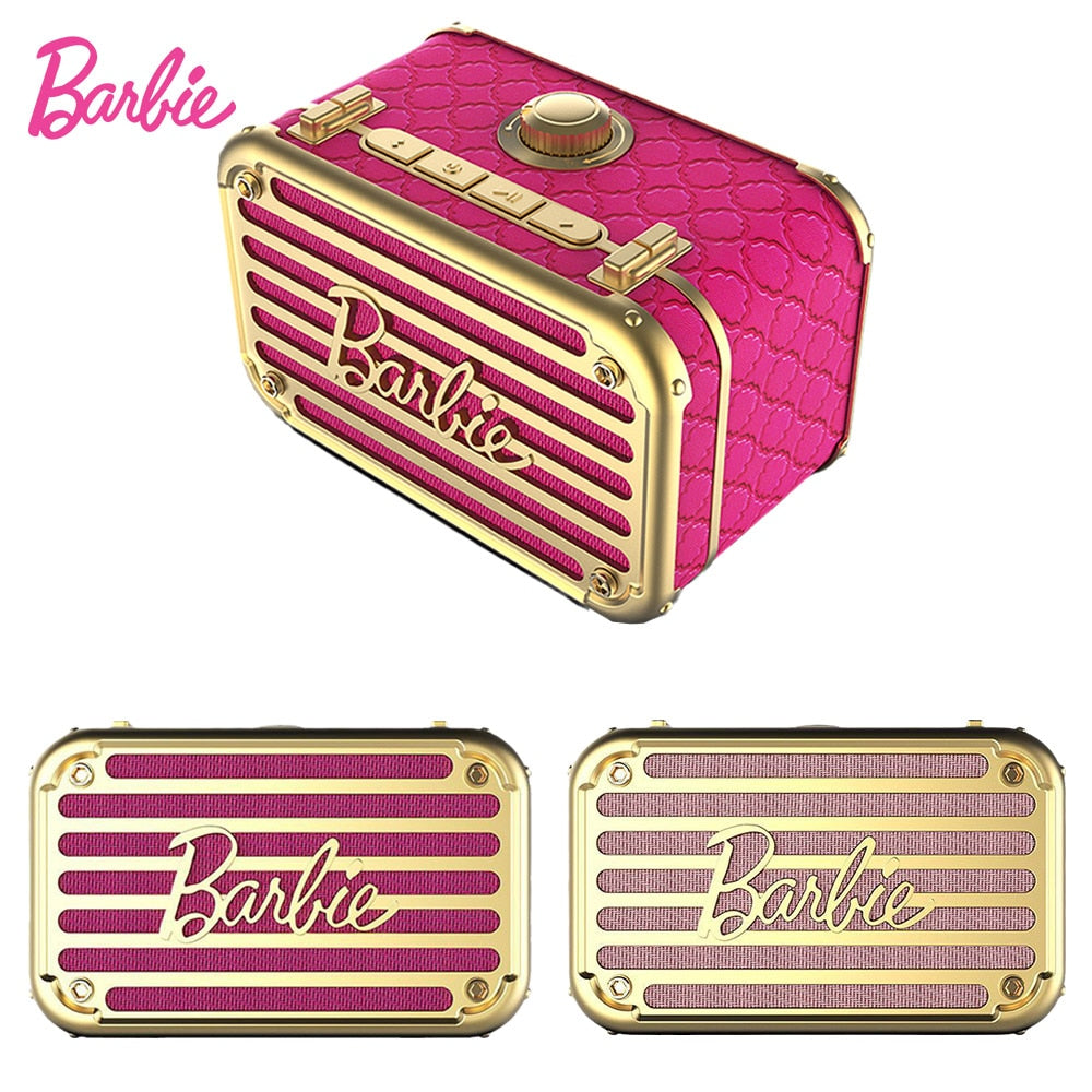 Original Barbie Kawaii Portable Retro Bluetooth Speaker Cute Smart Girl Heart Wireless Speaker Girl Gift