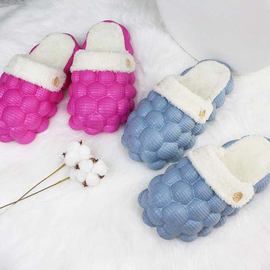 Luxury Women Cotton Bubbles Balls Slippers Bubble Slides Winter Warm Massage Slippers Bubble Shoes Lychee Slippers - Charlie Dolly