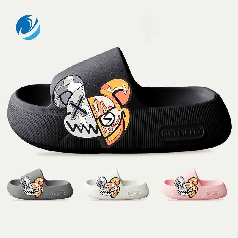 Mo Dou 2023 New Summer Slippers Cute Dog Sticker Thick Sole Soft Women Sandals Bathroom Beach Indoor Outdoor Men Slides Cool - Charlie Dolly