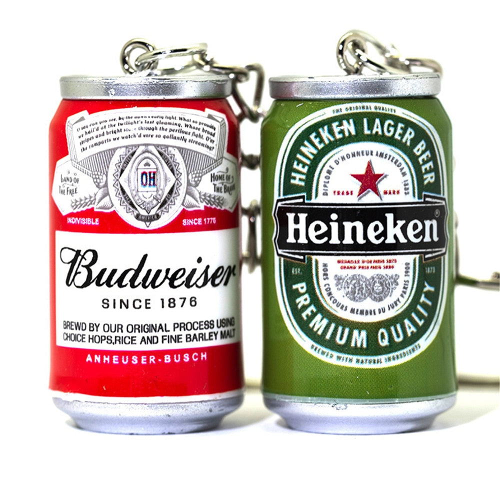 Simulation Canned Beer Keychain Mini Drink Bottle Key Ring Bag Pendant Jewelry Car Key Trinket Accessories Couples - Charlie Dolly