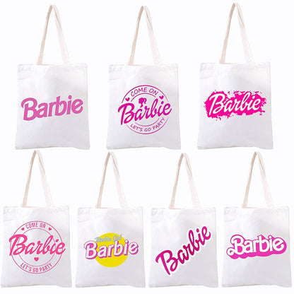 New Kawaii Barbie Canvas Bag Anime Y2K Fashion Casual Large Capacity Shoulder Bags Anime All-Match Shopping Tote Pouch Gifts Toy