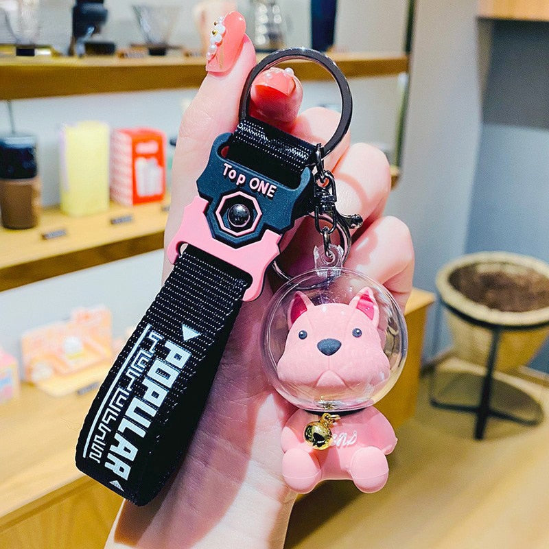 Creative Space Law Bucket Dog Keychain Cute Cartoon Trend Car Key Chain French Bulldog Bag Charm Pendant Exquisite Accessory - Charlie Dolly