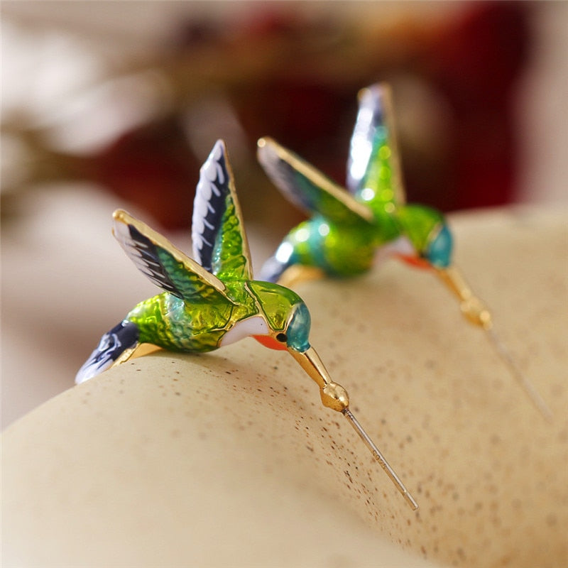 Women's Earrings 3D Hummingbird Earrings Animal Jewelry Cute Girly Ear Accessories Wedding Party Gifts - Charlie Dolly