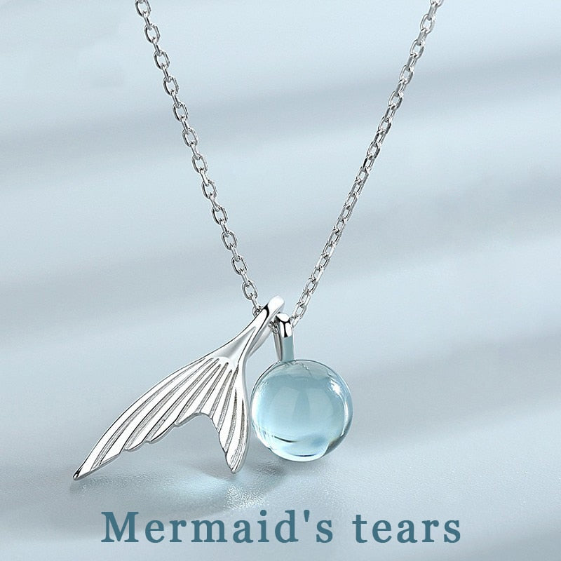 S925 Sterling Silver  Mermaid's Tears Necklace With Blue Kyanite  And Pendant  For Fashion Young Women Wear In Spring And Summer - Charlie Dolly