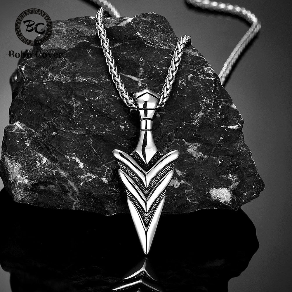 Norse Mythology Odin's Spear Gungnir Necklaces Men Retro Stainless Steel Viking Pendant Scandinavian Amulet Self-defense Jewelry - Charlie Dolly