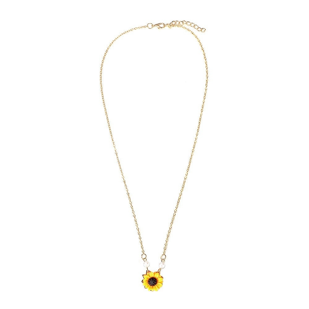 Delysia King Women Cute Holidays Leisure Time Sunflower Necklace Student Campus Pearl Romantic Resin Personality Pendant - Charlie Dolly