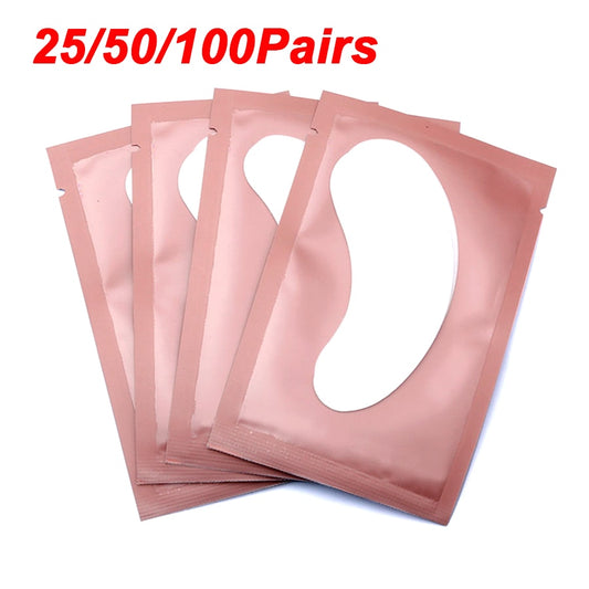 25/50/100Pairs Eye Patches Under Eyelash Pads for Building Hydrogel Paper Patches Pink Lint Free Stickers for False Eyelashes - Charlie Dolly