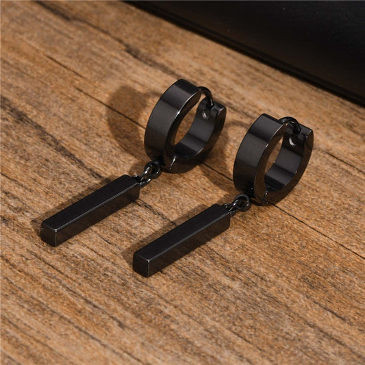 ZORCVENS High Quality Stainless Steel Earring for Men Punk Vintage Statement Geometric Bar Drop Huggie Earrings Gifts Jewelry