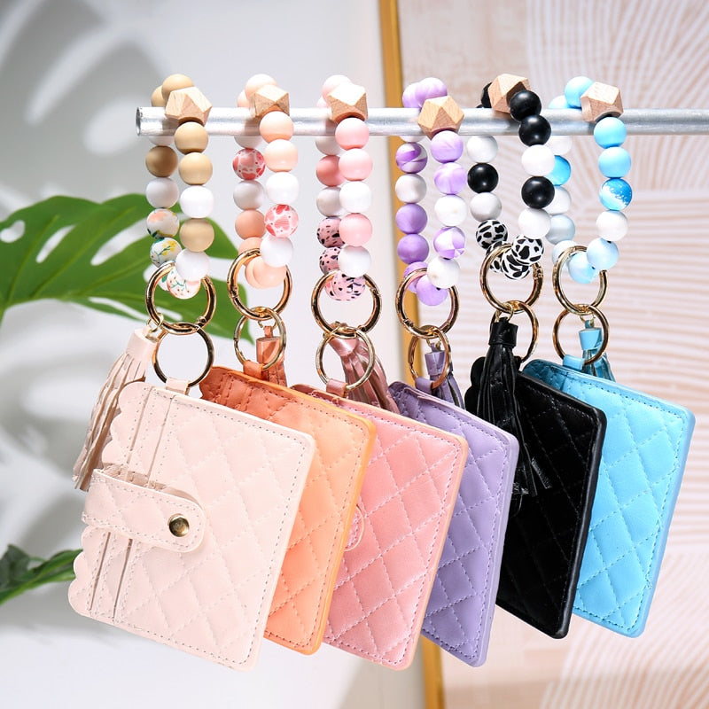 Multi Style Card Wallet PU Leather Keychain For Women Girls Wristlet Bag Tassels Pendant Key Ring Jewelry Gifts - Charlie Dolly