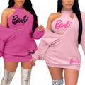 New Kawaii 2Pcs Barbie Girls Vest Sweater Dress Suit Anime Sexy Summer Autumn Women Casual All-Match Sports Hoodies Skirt Gifts - Charlie Dolly