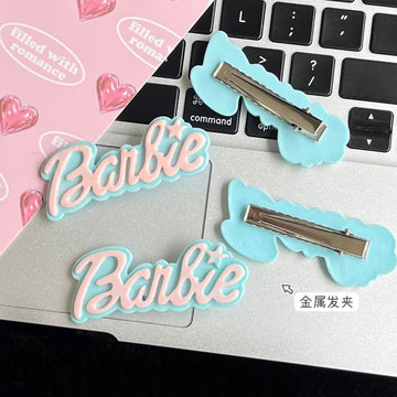 Barbie Letter Sweet Cool Side Clip Cartoon Princess Ins Fashion Hair Clip Girl Heart Student Hair Accessories Hairpin Gift Toys - Charlie Dolly