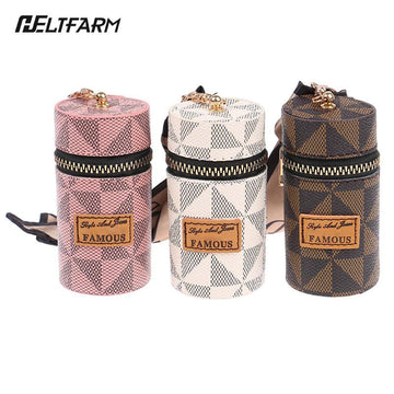 Leather Luxury Leather Bucket Lipstick Bag Keychain Exquisite Personality Storage Bag Pendant Accessories Key Ring Gift - Charlie Dolly