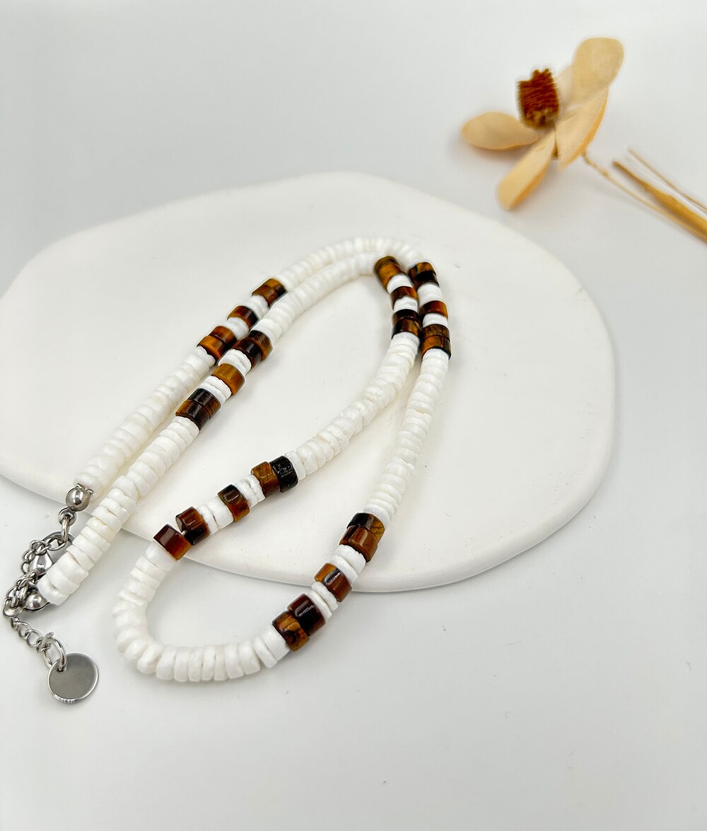 Screw Clasp Shell Disc Bead Necklace White - BCH79 - Wholesale Jewelry &  Accessories