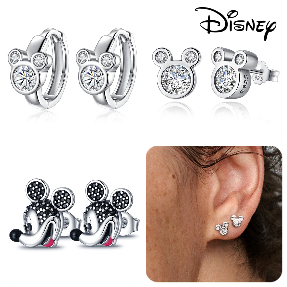 Disney Mickey Mouse Earring 925 Silver Heart Earring Pumpkin Coach Stud Earrings Silver Women Star Butterfly Earrings Jewelry