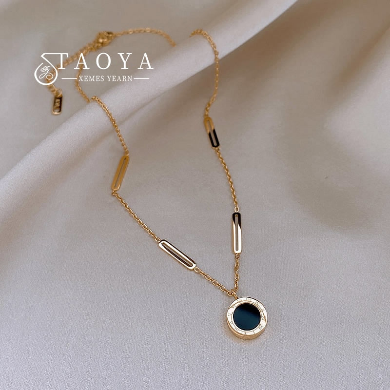 Classic Fashion Stainless Steel Roman Digital Wafer Pendant Necklace 2022 Fashion Jewelry Christmas Party Women's Sexy Necklace - Charlie Dolly