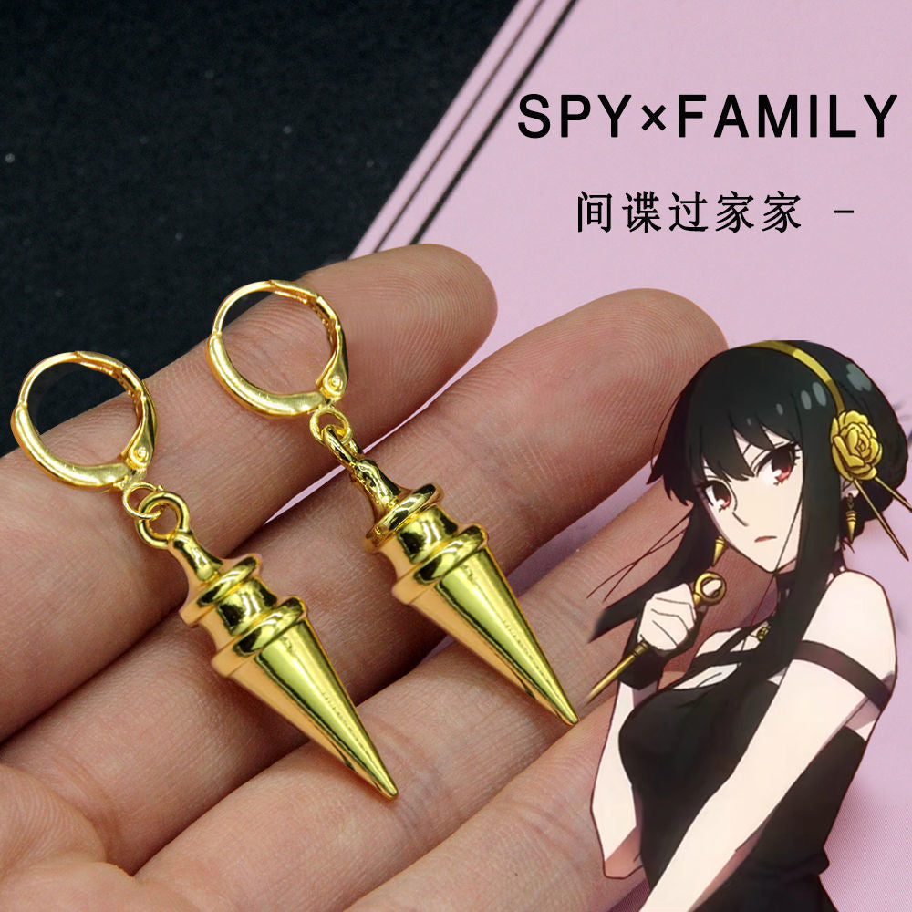 Anime SPY×FAMILY Yor Forger Cosplay Earrings Drop Golden Tapered Punk Women Ear Clips Fans Costumes Jewelry Gift - Charlie Dolly