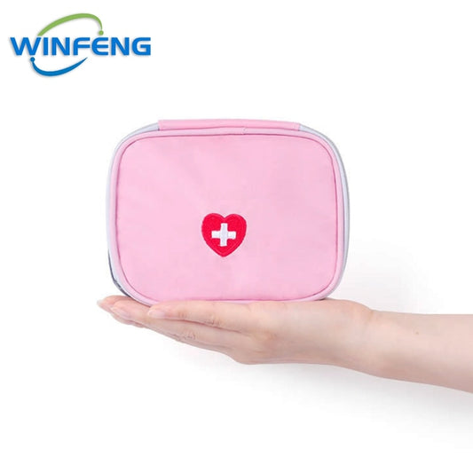Mini Medical First Aid Bag Outdoor Travel Empty Storage Bag Medicine Organizer Survival Emergency Kits Pink Gray for Camping - Charlie Dolly