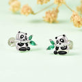 Cute Panda Bamboo Green Crystal Stud Earrings Fashion Women's Animal Earrings Exquisite Birthday Party Jewelry Lovely Girls Gift - Charlie Dolly