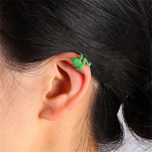 Personality Green Frog Ear Cuffs Clip Earrings for Women Girls Cute Cartoon Animal No Piercing Aesthetic Earring Jewelry Gifts - Charlie Dolly
