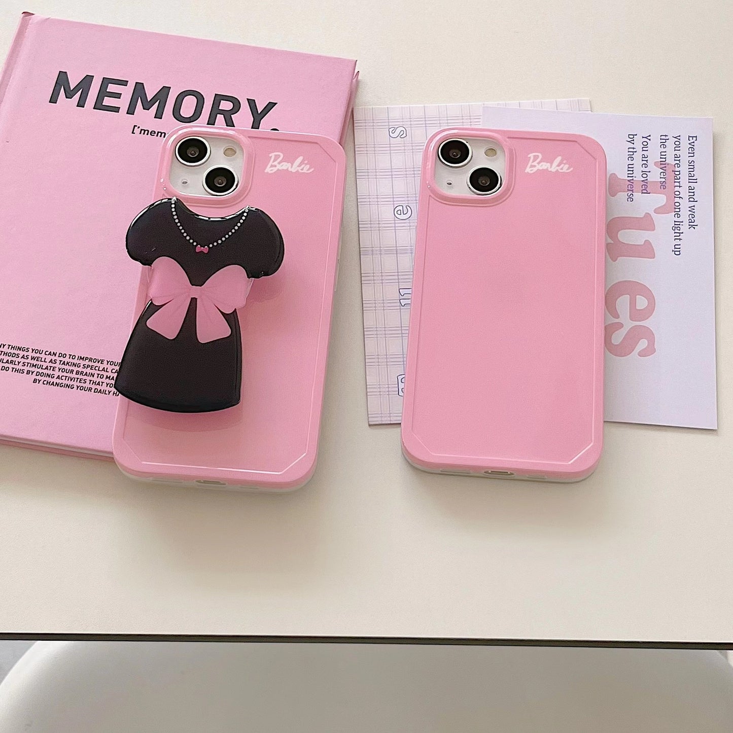 Barbie Pink Black Dress Iphone 14Promax13 Shell Fashion Women Mobile Phone Case Kawaii Cute Cartoon Cell Holder Girls Accessory